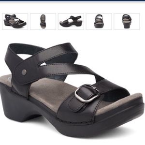 Dansko Shari black wedge sandals